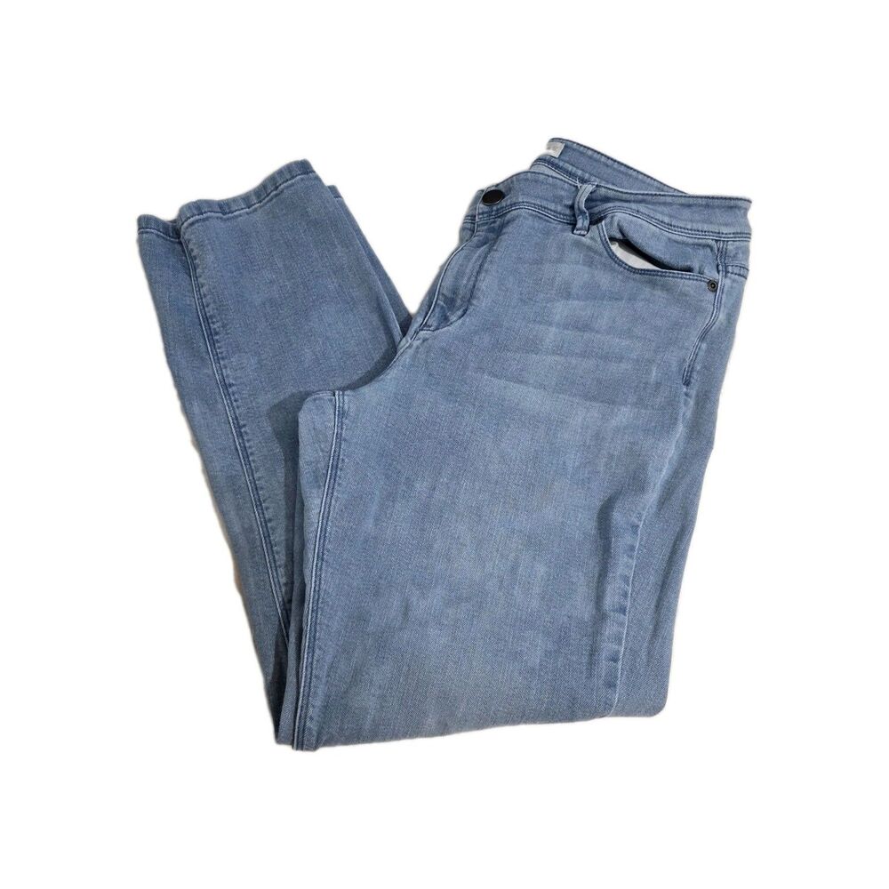 J. Jill Authentic Fit Slim Ankle Mid Rise Jeans Women's Sz 12 Light Wash Floral